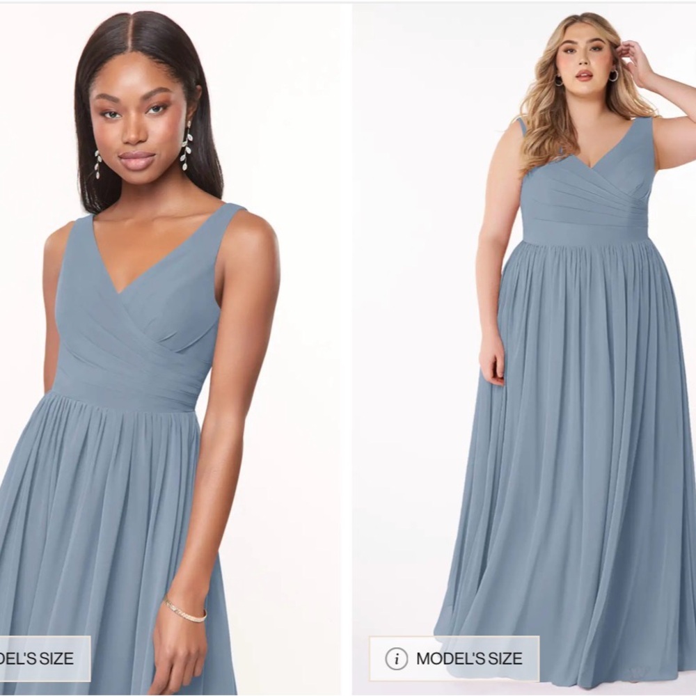 Azazie Dusty Blue V-Neck Maxi Dress